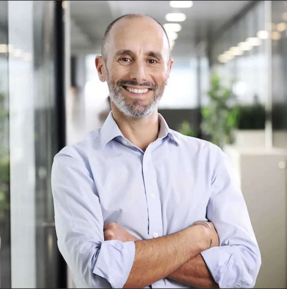 Portrait of Gregory Priolo, Financial advisor, taken in our Lausanne office.